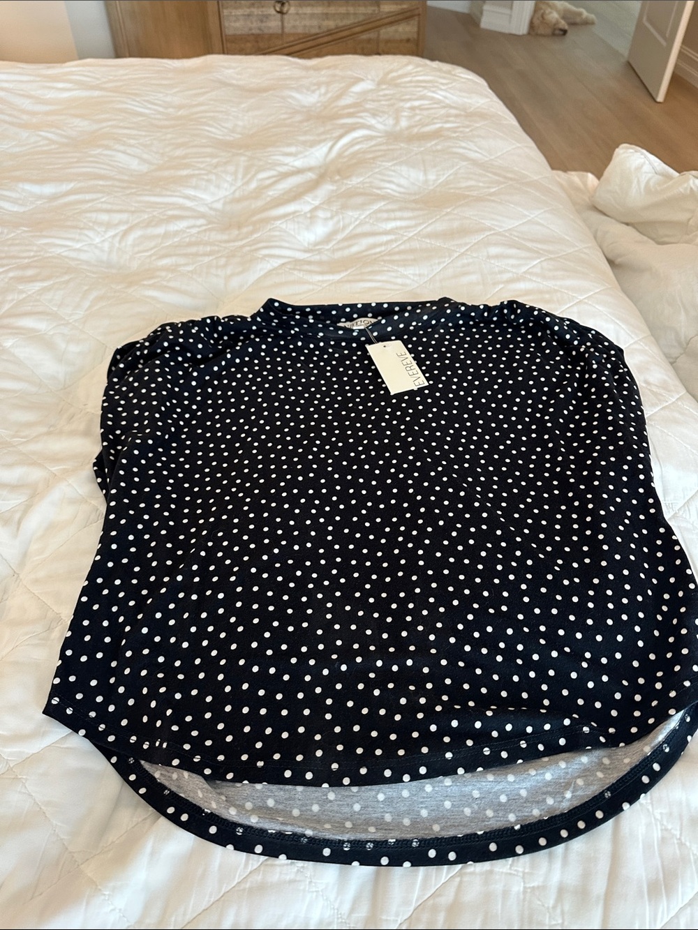 Evereve Navy Polka Dot Short Sleeve Tee